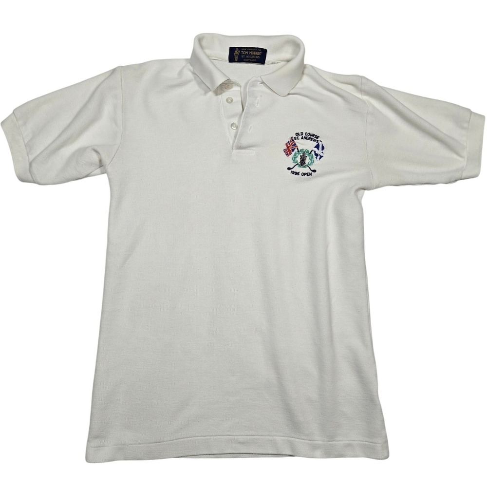 1995 Tom Morris St Andrews Open Championship Golf Polo Shirt White Embroidered